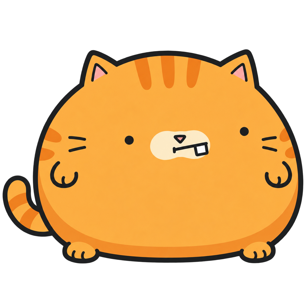 Chomk, a very round orange tabby with one little tooth